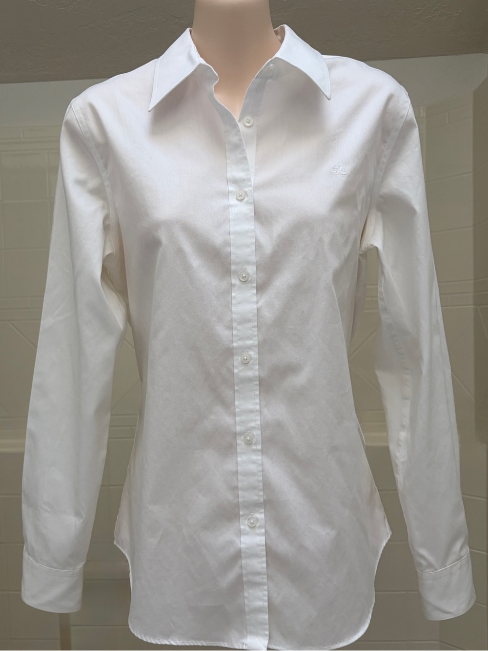 Lauren Ralph Lauren Classic White Button-Down Shirt Tailored Fit Women’s Medium
